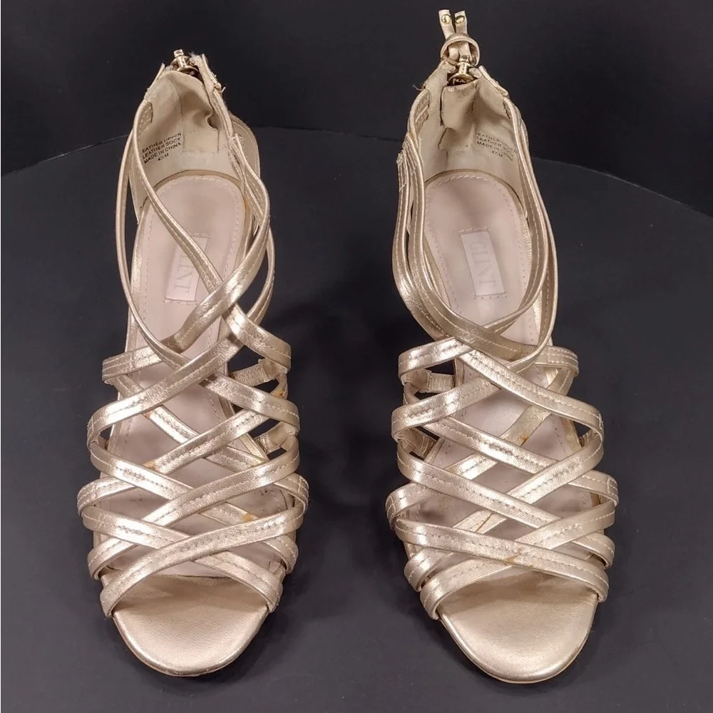 GLINT Elegante Gold Strappy Women's Sandals s 4.5 pre owned Exellent condition